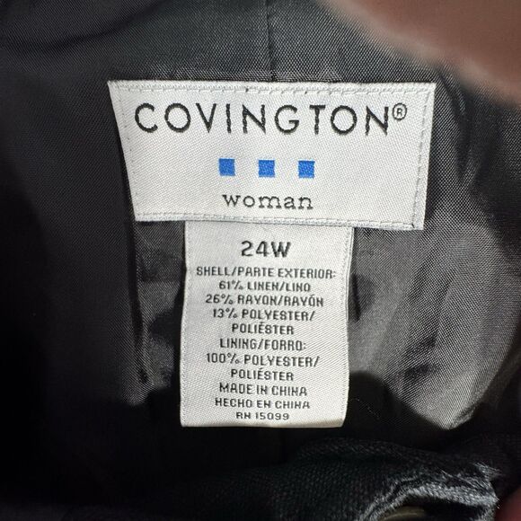 Vintage Covington collarless linen blend Lady blazer black Plus size 24 women - Picture 6 of 10